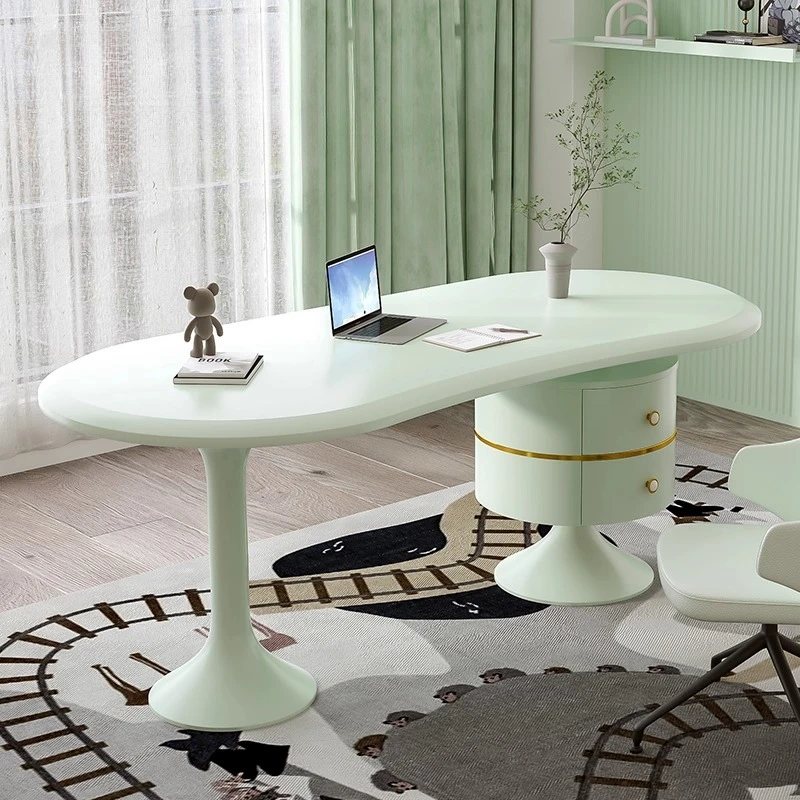 

Nordic Medieval style study table Home desk small apartment Italian light luxury minimalist cream style computer desk furniture