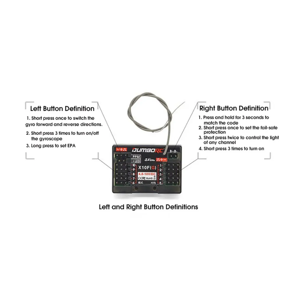 X10F/X10FG 2.4GHz 10CH Récepteur PPM Sortie pouvez-vous roscope Intégré pour X6 X6PM Émetteur Radio DDF-350 RC Avion Modèle De Voiture Partie