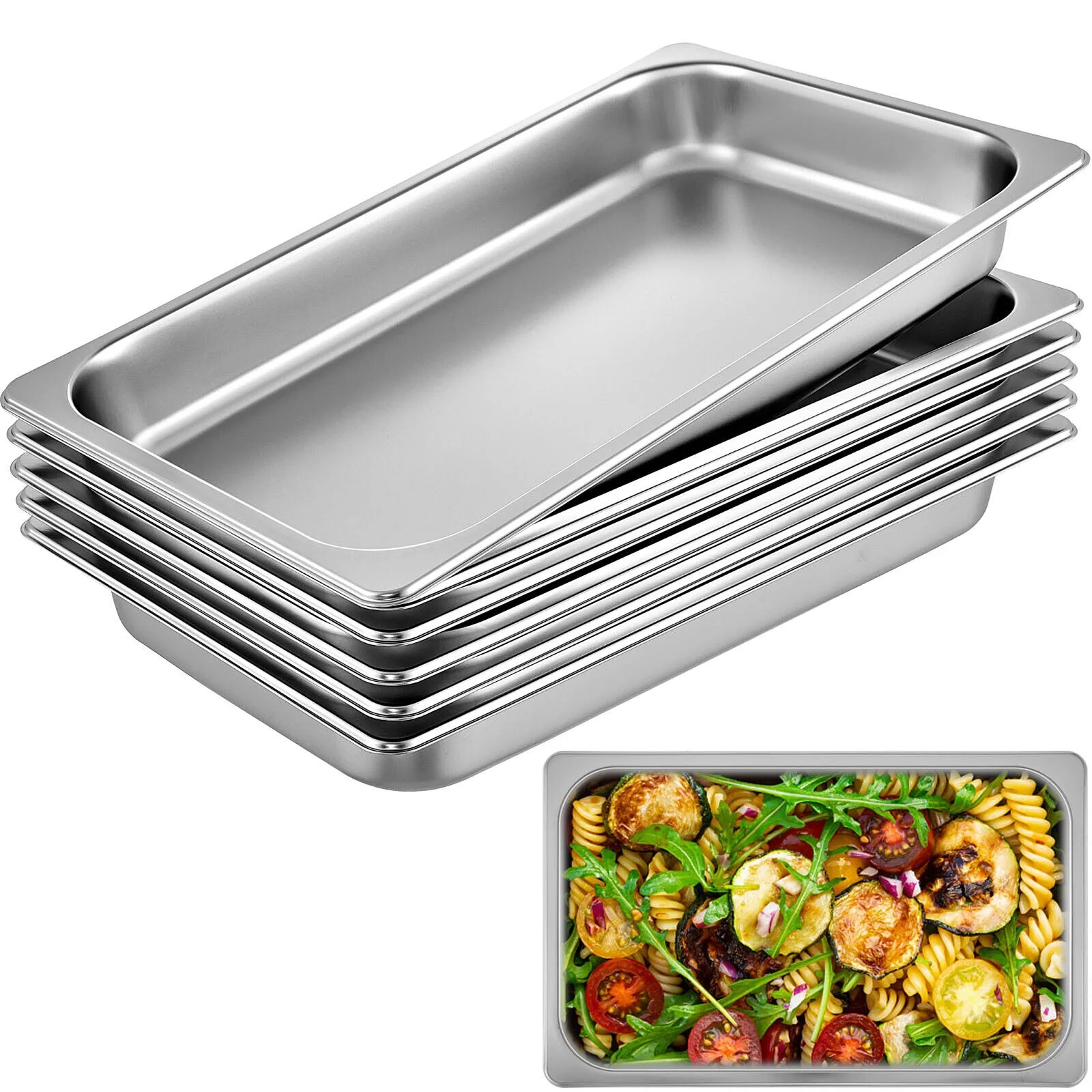 

6 Pack 2.5" Deep Stainless Steel Steam Table Pans Hotel Food Prep Pan United States