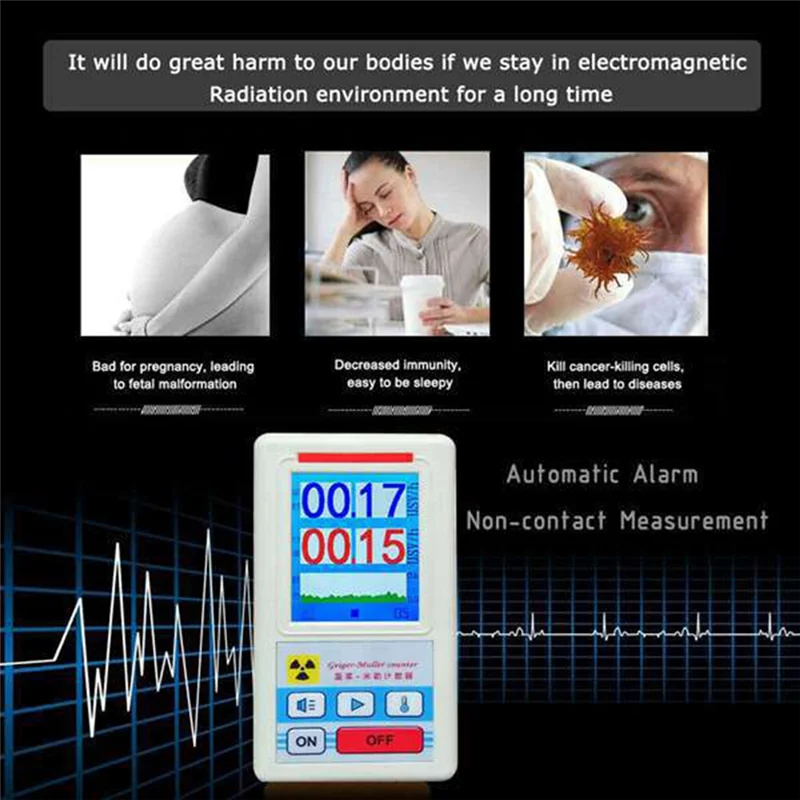 B37B-Geiger Counter Display Radioactive Tester BR-6 Electromagnetic Radiation Detector Nuclear Radiation Detector