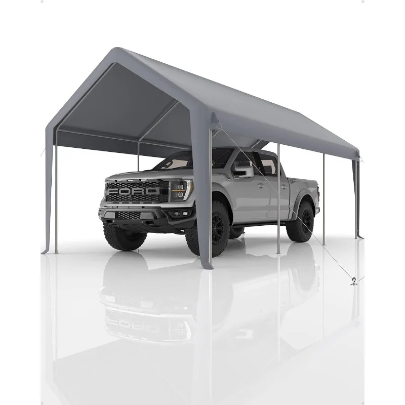 13'x20' Heavy Duty Carport Canopy, Portable Garage with Reinforced Frame, for Full-Size Pickup, Bass Boat, and Equipment