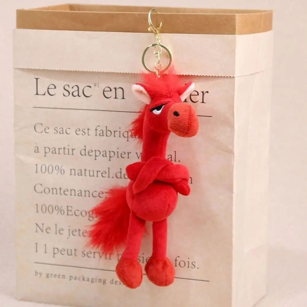 Cartoon Simulation Horse Stuffed Keychain Fantasy Style Stuffed Pony Keyring Black Red Simulation Horse Christmas Gift - view 5