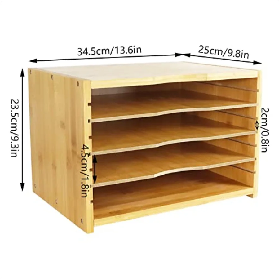 Organizzatore di file con 3 fogli regolabili Vassoio per documenti in bambù Selezionatore di file di carta per desktop, ufficio, casa, studio, workstation