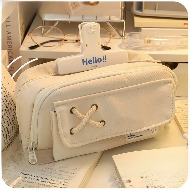 Large Capacity Pencil Case Simple Japanese Style Stationery Box for High School Middle School Elementary School Students