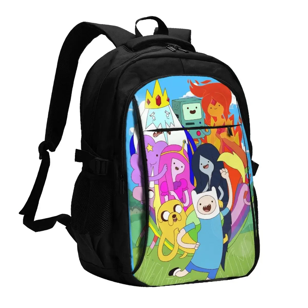 Cartoon Adventure Time Finn Jake Travel Laptop Backpack, Business Water Resistant Backpack with USB Charging Port, College Bag