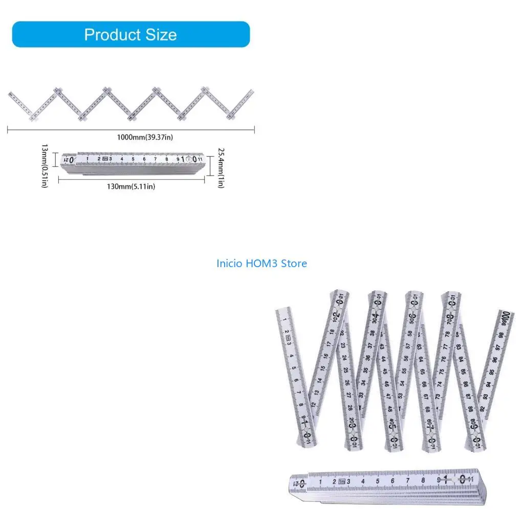 A5YD 2Pcs 1meter Measuring Tool Foldable Ruler Device for DIY & Professional Projects