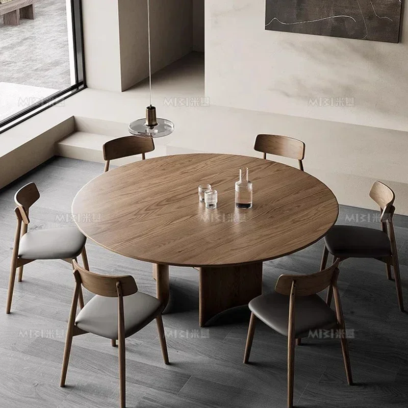 Designer Creative Solid Wood Dining Table Modern Simple Round Table Light Luxury Tavolo Soggiorno Pranzo Round Dining Table