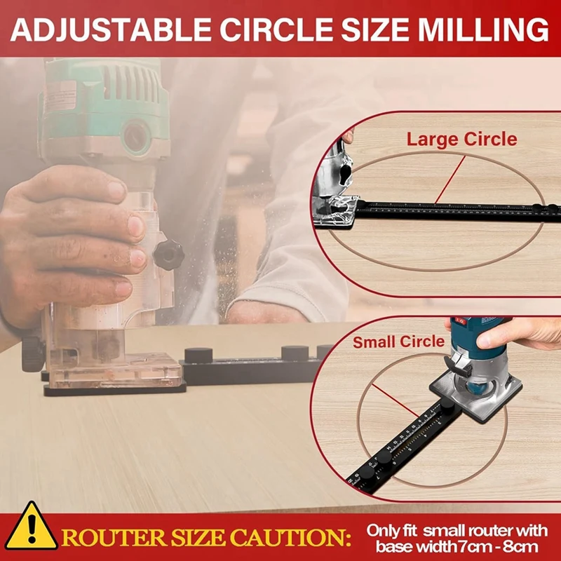 AB47-Router Milling Groove Bracket,Cabinet Hardware Jig Router Guide Router Circle Cutting Jig Adjustable Router Jig