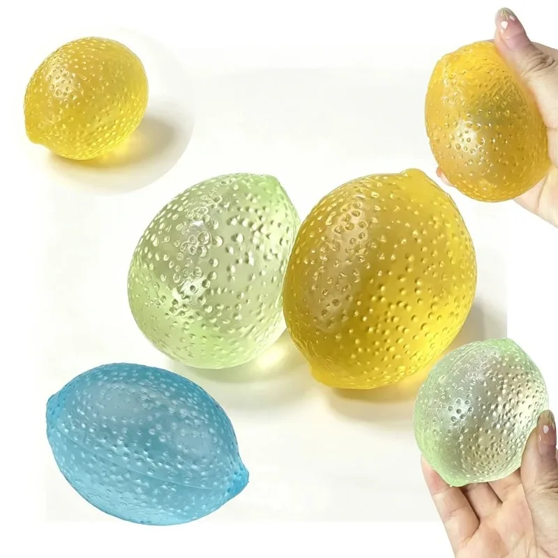 Transparent Lemon Maltose Squishy Toy Soft Slow Rising Fruit Squishy Ball Stress Relief Fidget Toy for Anxiety Gift Desk Decor