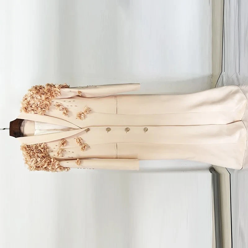 Dress Evening Gown Women's Beaded Three-dimensional Floral Appliqué Padel Collar New Fashionable Casual Minimalist Niche Luxury