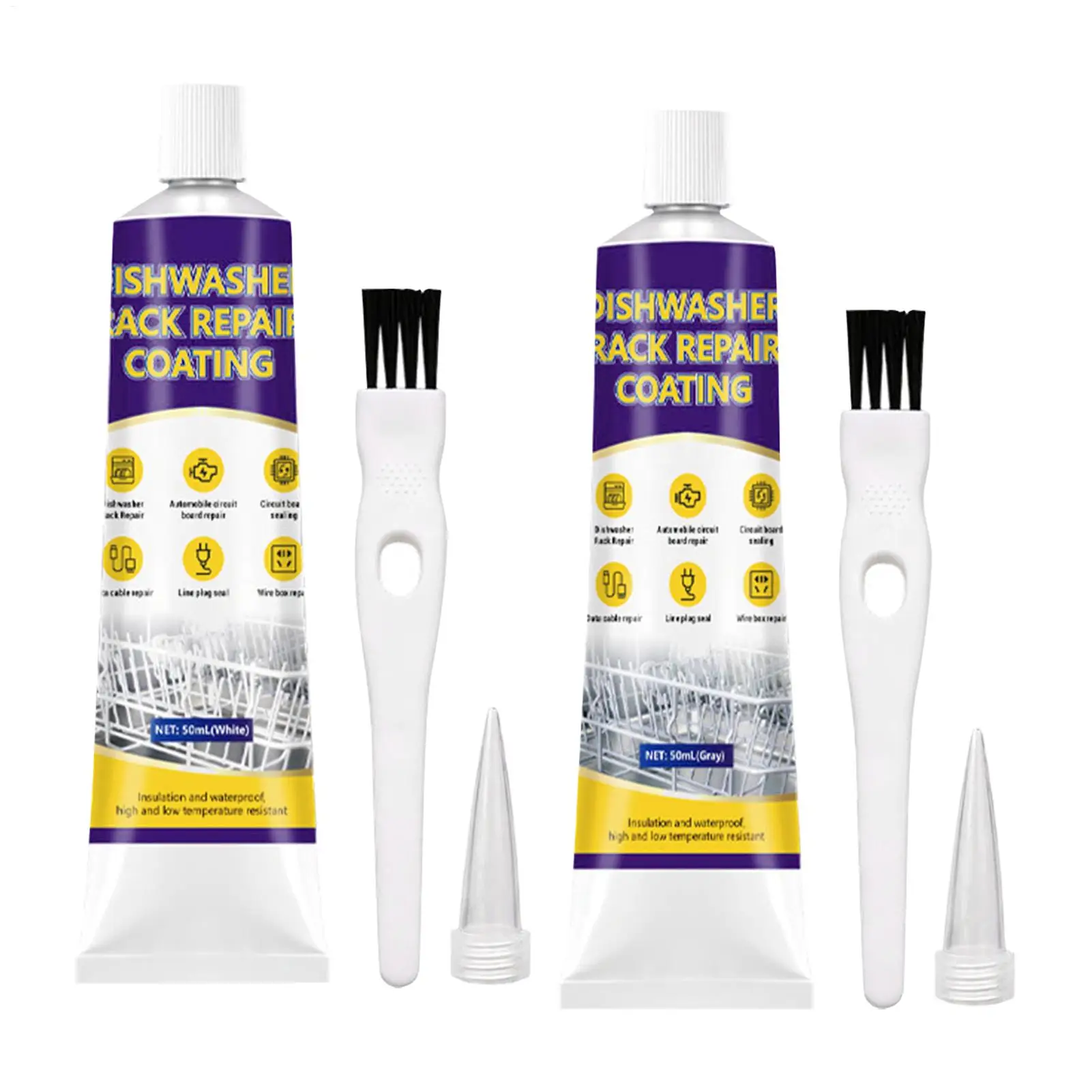 50ml Dishwasher Rack Repair Coating Glue Anti Rust Waterproof Paint With Scraper Tip For Kitchen Appliance Metal Rack Fix