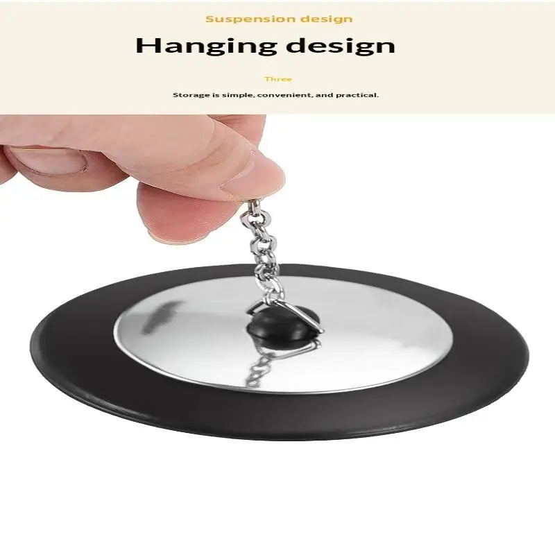 1 PCS Stainless Steel Rubber Sink Stopper With Hanging Chain Leak Proof Seal For Kitchen Bathroom Drain