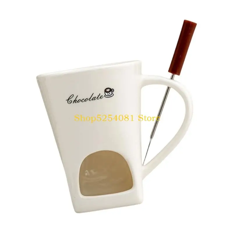 AXYC Heat Resistant Ceramic Chocolate Fondue Cup For Cheese Melting Heating Coffee Mug with Handle Practical Home Decoration