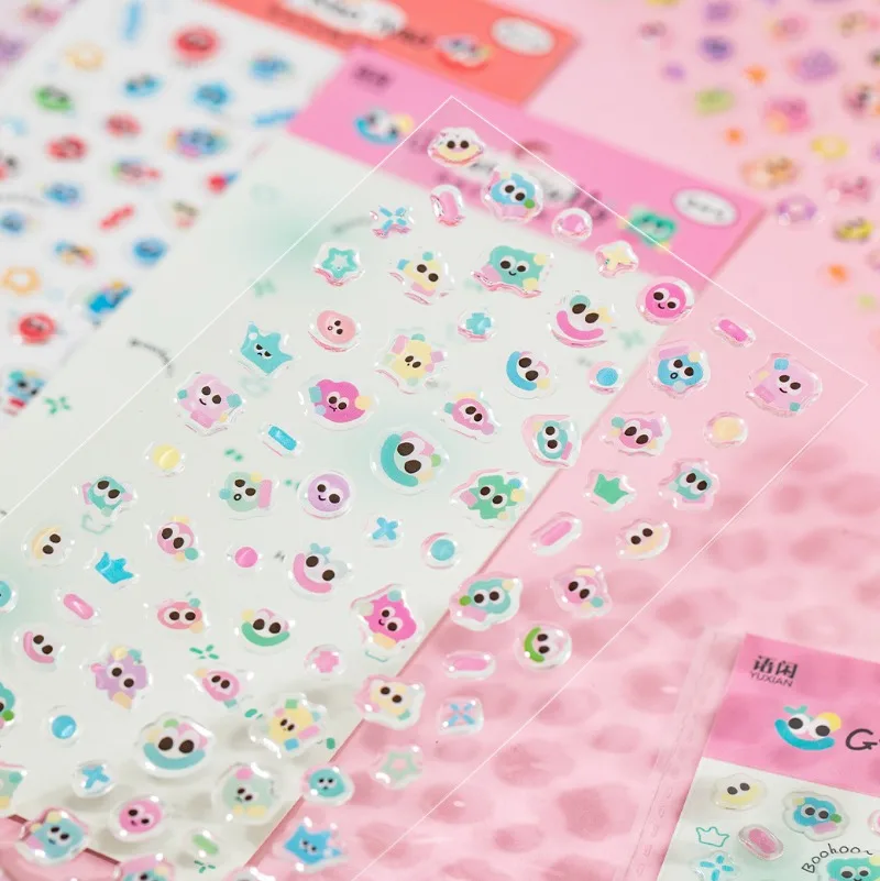 Cute Cartoon 3D Resin Expression Puffy Stickers  Mini Cute Stereo Decal DIY Decor for Journal Phone Case Kawaii Crafts Kids Gift