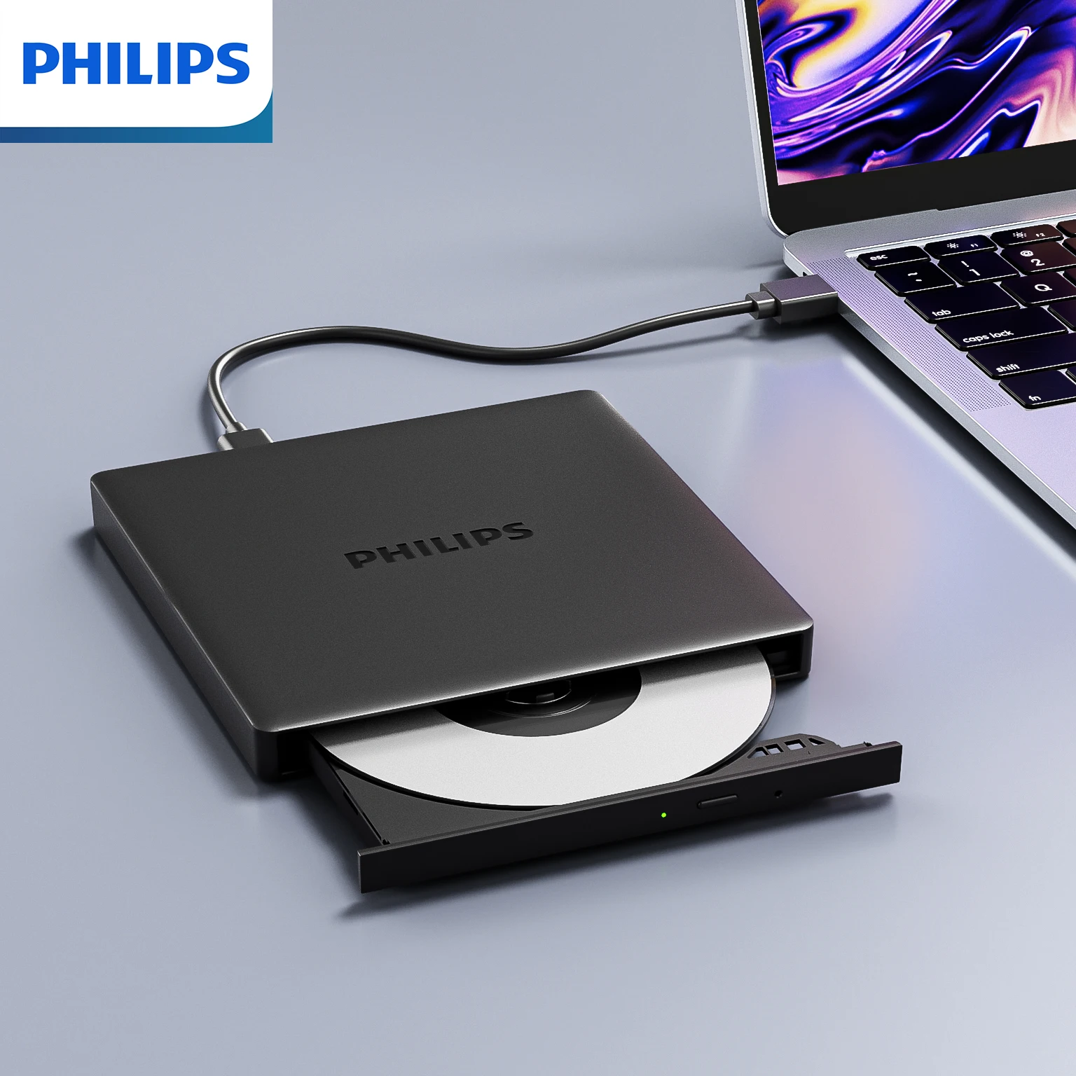 フィリップス-ポータブル外付け光学ドライブ-usb-プラグアンドプレイ-cd-dvd-再生・刻印・リップディスクドライブ-オフィス・ゲーム・映画用