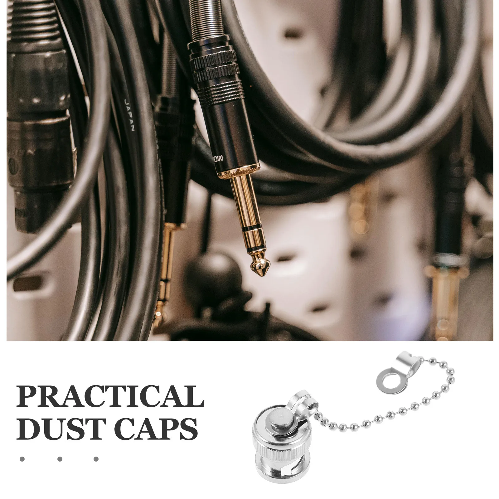 

5Pcs Connector Caps with Chain Dustproof Waterproof Protective Covers for Female Jack Sturdy Portable Design