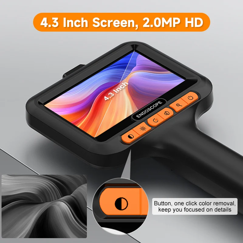 Industrial Handheld Endoscope 4.3'' IPS Screen HD1080P Camera 8MM USB 2M-100M Car Inspection Borescope 8LEDs 2600mAh Waterproof