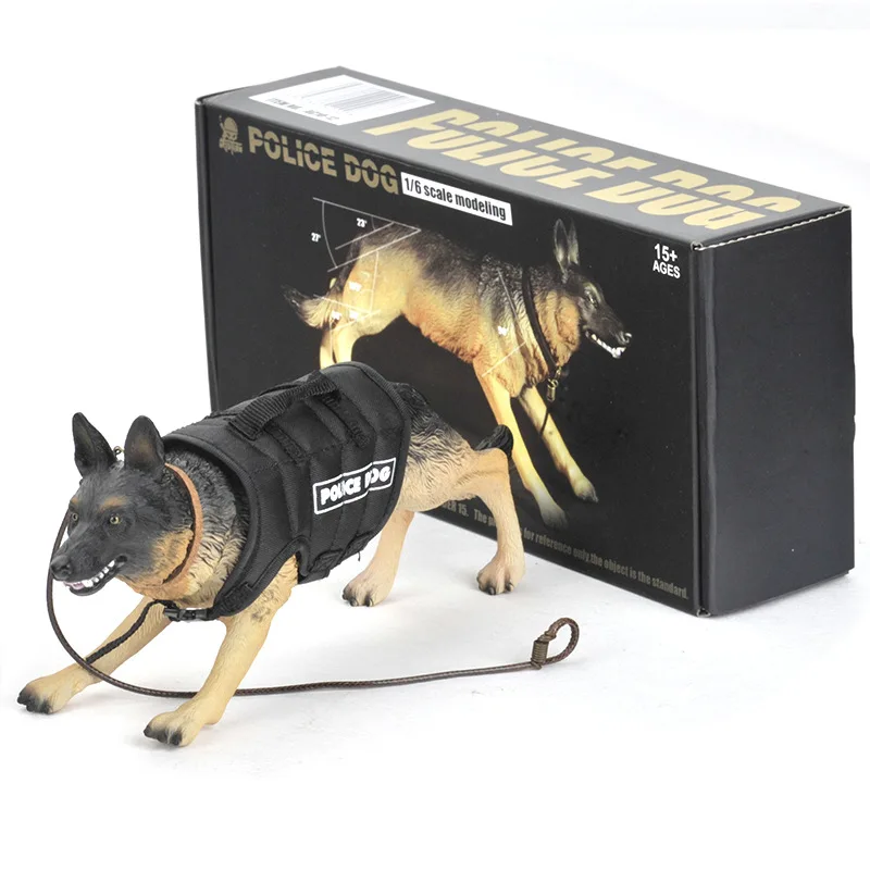 Escala 1/6 simulado cão de polícia pastor alemão ação brinquedos figura acessórios com caixa varejo