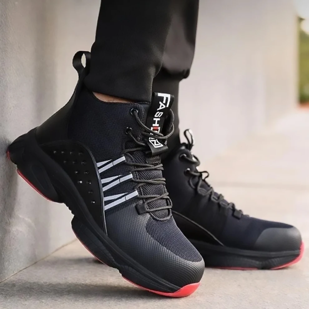 أحذية حماية العمل من الصلب لأصابع القدم للرجال أحذية أمان مضادة للسحق ومضادة للثقب خفيفة الوزن قابلة للتنفس لجميع المواسم أحذية غير رسمية #3