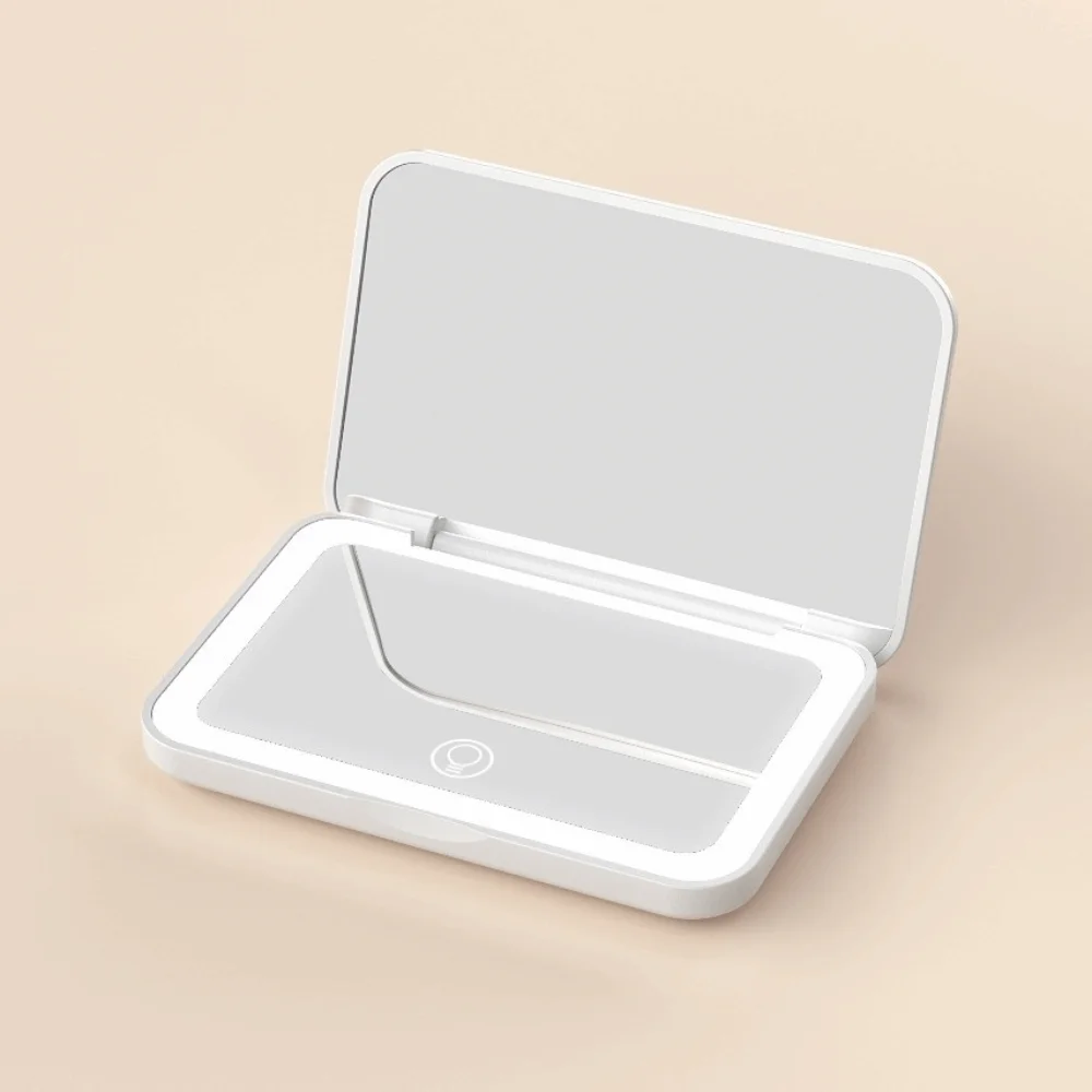 

Mini Folding Makeup Mirror Portable Magnifying LED Light Desktop Mirror 3 Color Lighting Touch Screen Cosmetic Mirror Travel
