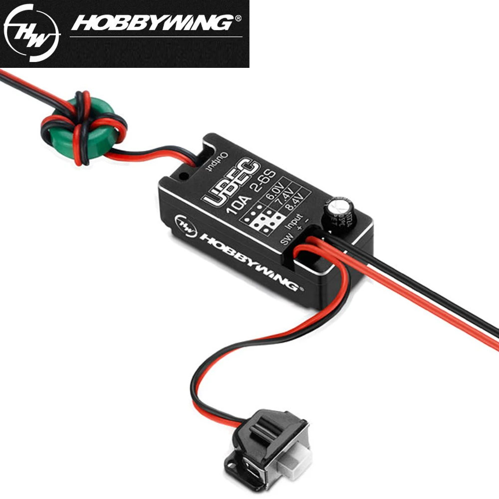 Hobbywing UBEC 10A-CAR 2-6s napięcie wejściowe 6.0/ 7.4/8.4V regulowane wodoodporne i karta programu ESC dla gąsienic/ciężarówek