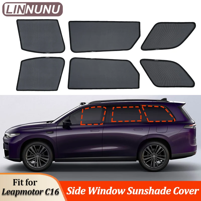 

LINNUNU для changan Leapmotor C16 2025, аксессуары, автомобильная занавеска, боковое окно, магнитный солнцезащитный козырек, сетчатый летний солнцезащитный козырек, защита от ультрафиолета
