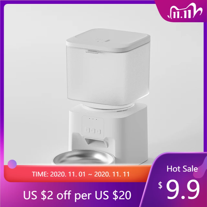 

Automatic Pet Feeder for Cats and Dogs Fully Automatic Dual-bowl Food Dispenser with Remote Timing and Portion Control Feeding