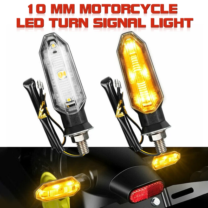 Motorcycle LED Turn Signal Lights Amber 10mm Mini 12V Moto Indicator Lamp Universal Front Rear Turn Signal LED Lights