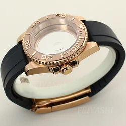 Rose Gold 40mm Yacht Design Style Watch Case Rubber Bracelet For Seiko NH34 NH35/36/38 Miyota 8215 ETA 2824 Movement 28.5mm Dial