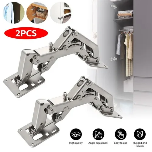 2 pièces 170 ° Charnières de meuble à fermeture amortie hydraulique sans perçage, silencieuses, à amortisseur, pour portes d'armoires, quincaillerie de meuble à fermeture automatique pour cuisine et armoire.