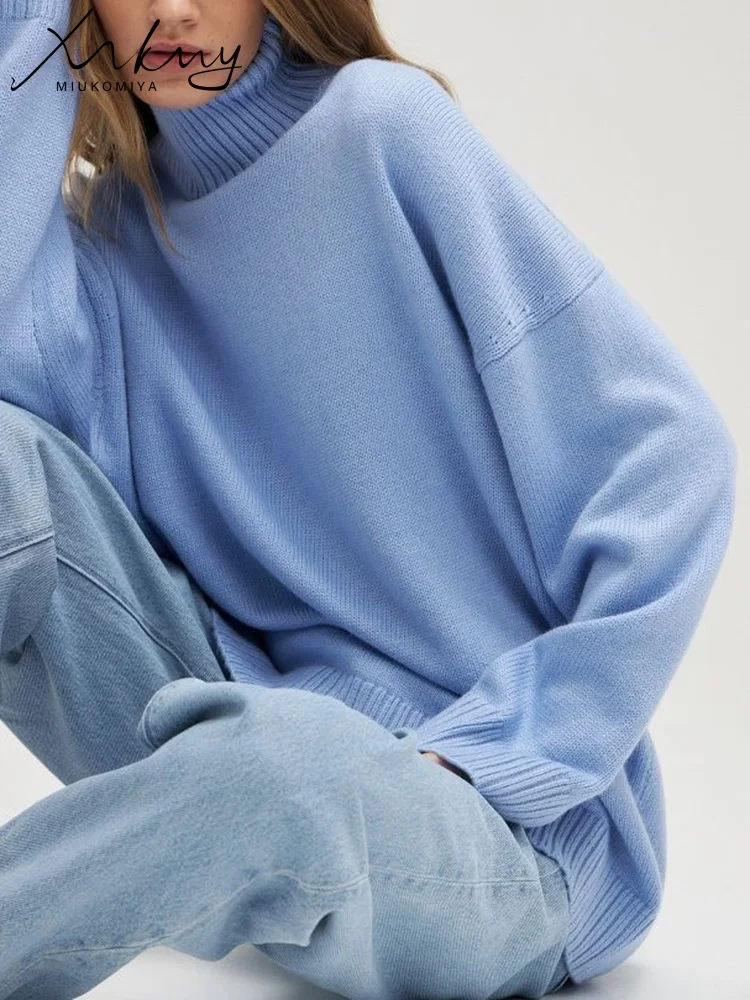 

водолазка женская, свитер женский, топ женский, Модный зимний женский свитер MiuKoMiYa, пуловеры оверсайз с высоким воротом, вязаные топы, теплые свитеры, зимняя одежда для женщин, свитер зеленый, кофти теплі жіночі