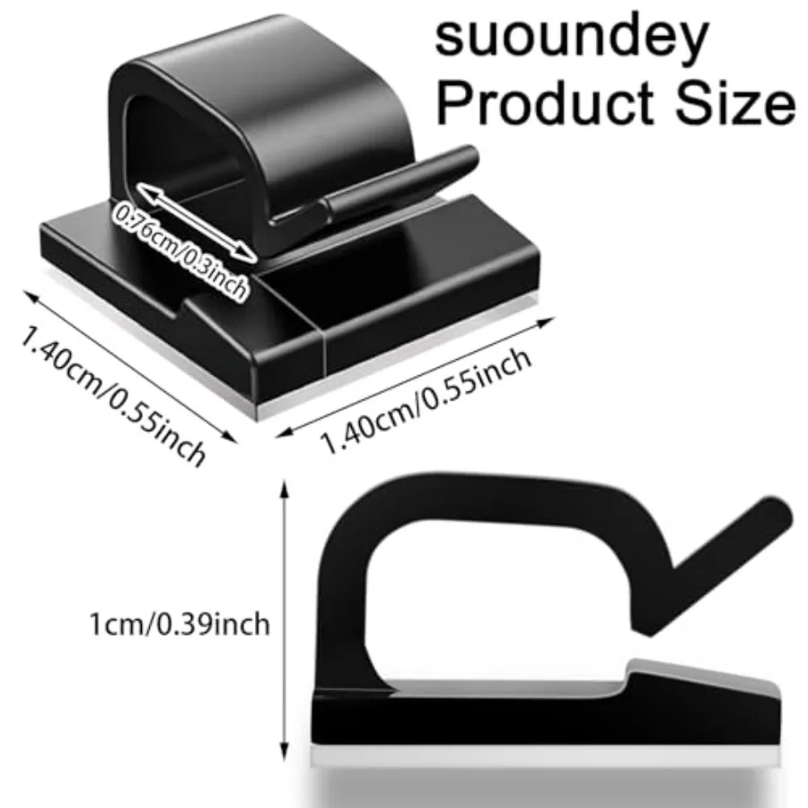 100 Pcs Cable Clips, Adhesive Cable Organizer Cord Holder Wire Clip Wire Management Self Adhesive Hooks Wire Holder for Office,