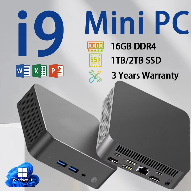 

2025 NEW Core i9 8950HK Celeron N5095A Mini PC Windows 11 UHD Graphics 16GB LPDDR4 1/2TB M.2 SSD WiFi 6+BT5.2 Desktop PC Office
