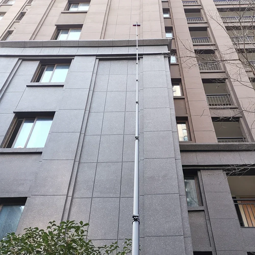50FT Carbon Fiber Water Fed Pole Telescopic Pole with Water Fed Brush for Solar Panel Cleaning Window Cleaning (15M Whole Set)