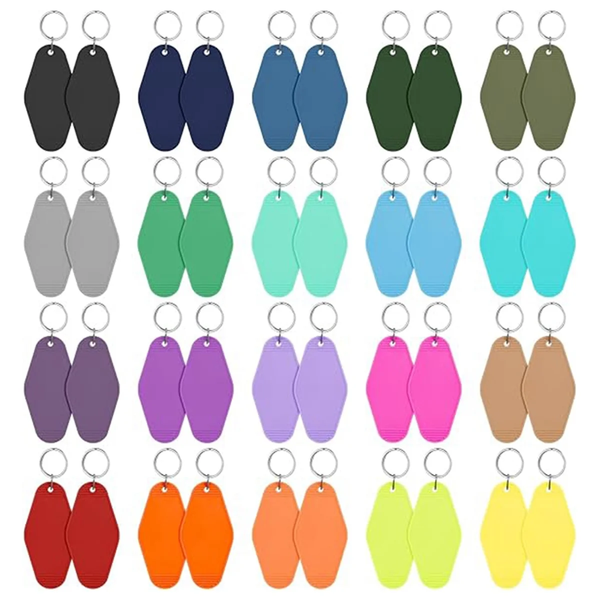 

EYFL-40 PCS Hotel Keychain Blank with Key Rings, 20 Colors Plastic Rhombus Motel Keychain for DIY Keychain and Luggage Tag