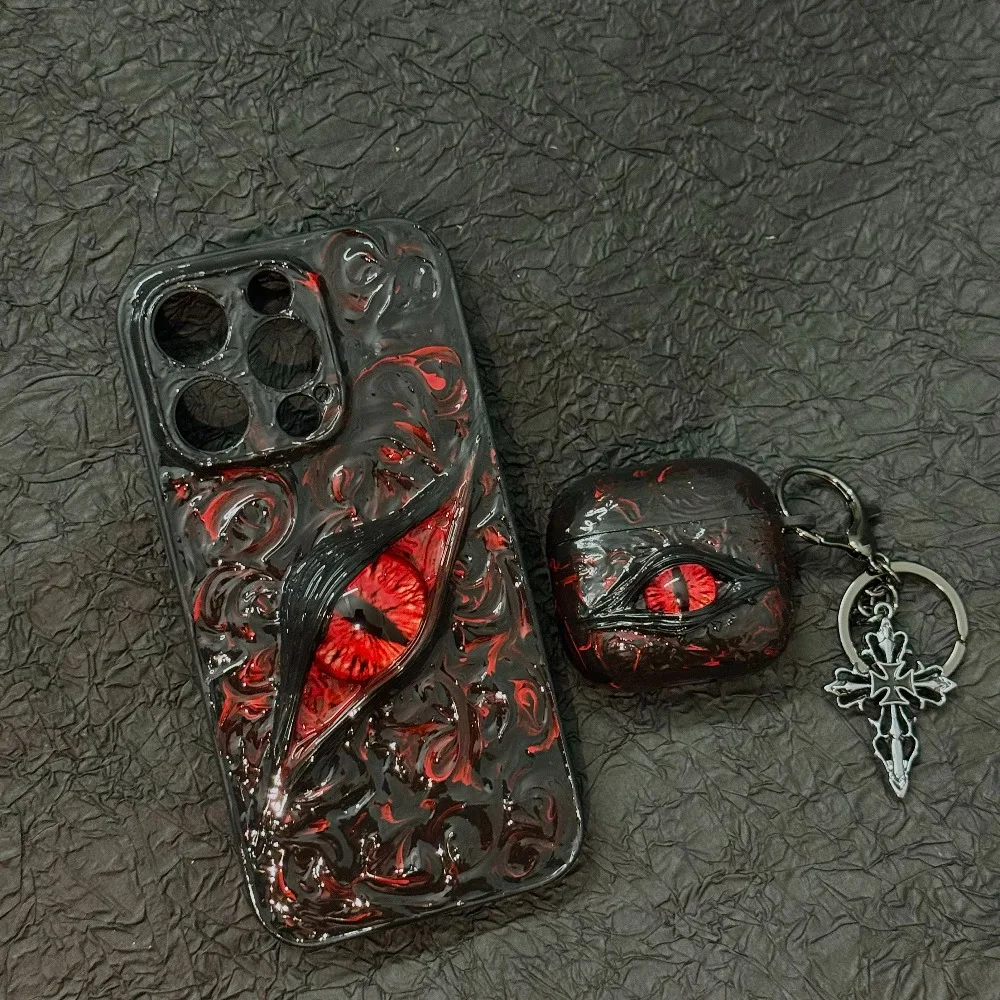 For Airpods Pro1/2 Cthulhu's Eye Earphone Case Airpods 4 Wireless Bluetooth Blood Red Night Light TPU Earphone Protective Case view 2