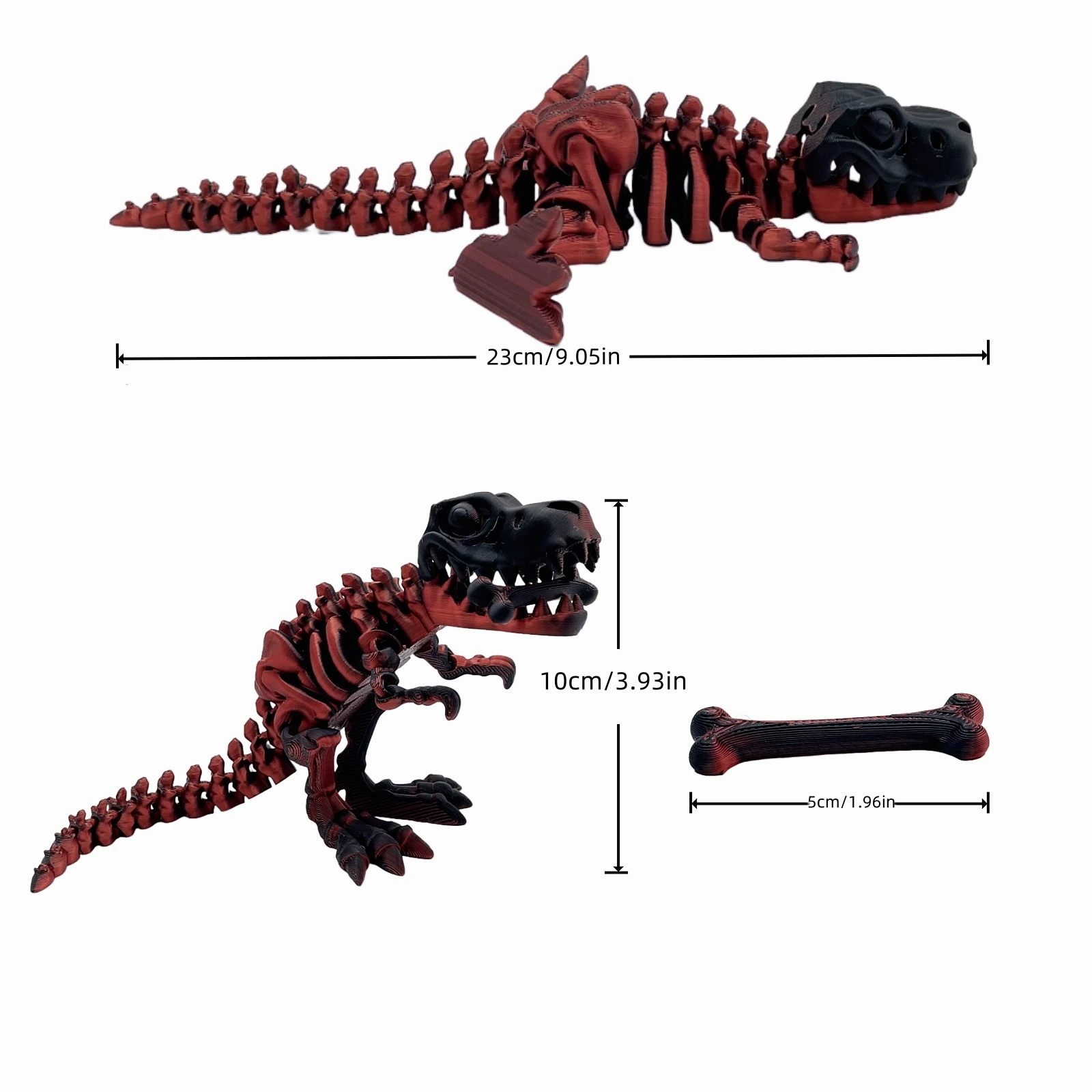 23cm/9inch Large Size 2-Piece Tyrannosaurus Rex 3D Printed, Articulated Joints for Lying Down and Standing, Party, Home Decorati