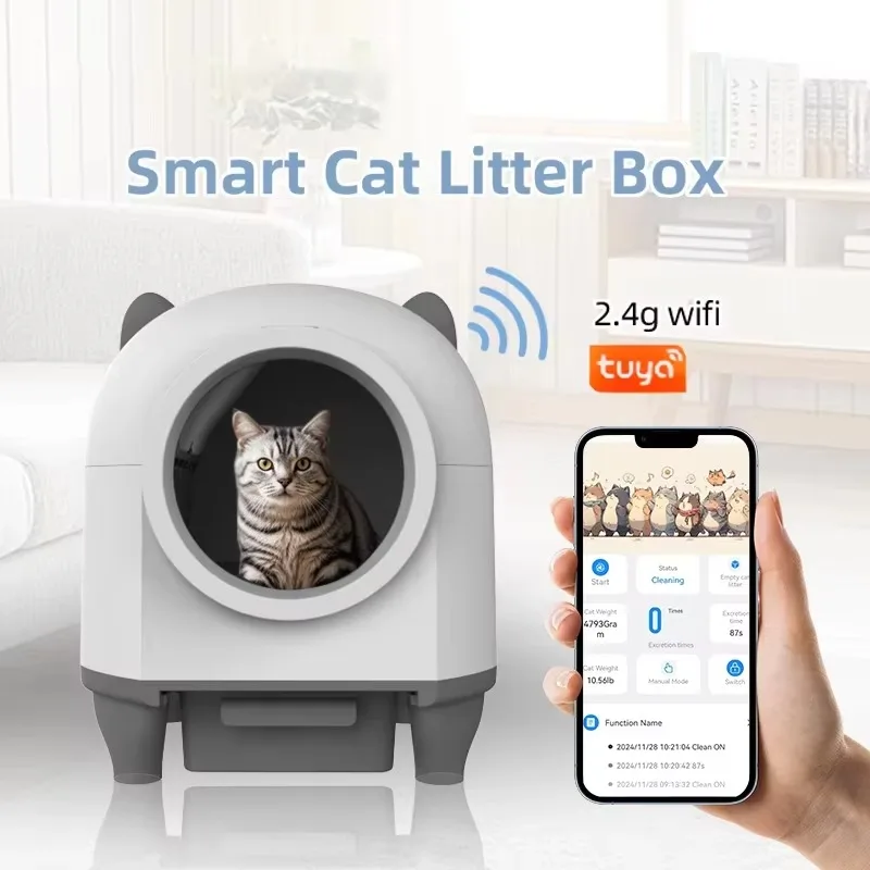 Factory Wholesale 80L Large Capacity Automatic Cat Litter Box with APP Control Smart Self Cleaning Litter Box for Multiple Cats