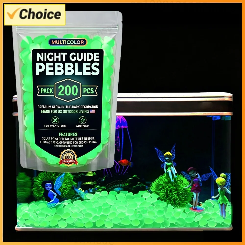 200/400/600/1000pcs Glow In The Dark Garden Stones Glow In The Dark Pebbles DIY Decorative Luminous Stones for Driveway Walkway