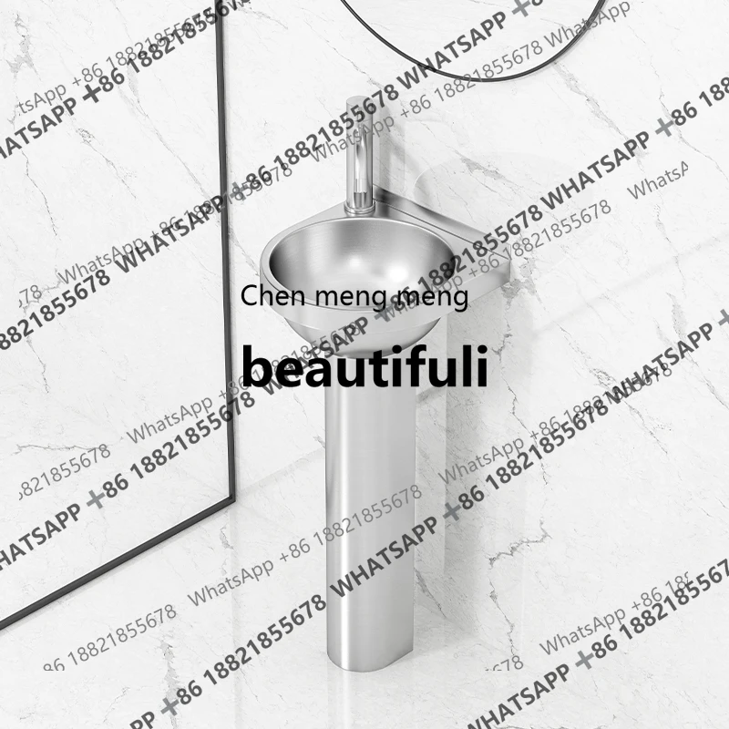 

X Stainless steel column, floor-to-ceiling, balcony washbasin, pillar basin, bathroom integrated washbasin