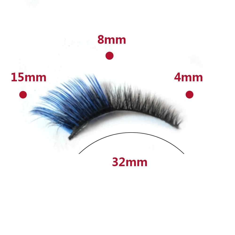 5 Paar Make-up, dramatisch aussehende falsche Wimpern, Katzenauge, bunte Wimpernverlängerung, Rot, Blau, Rosa, Grün, Wispy-Wimpernwerkzeuge