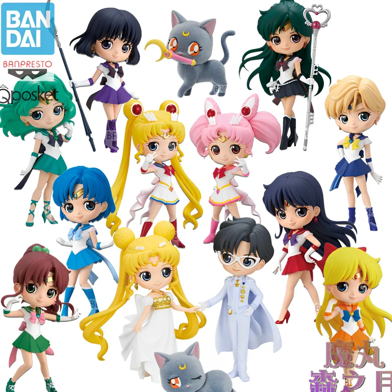 Bandai Figuarts Qposket Sailor Moon Cosmos Tsukino Usagi Eternal Sailor Moon Anime Action Figures Model Collection Gift Toy