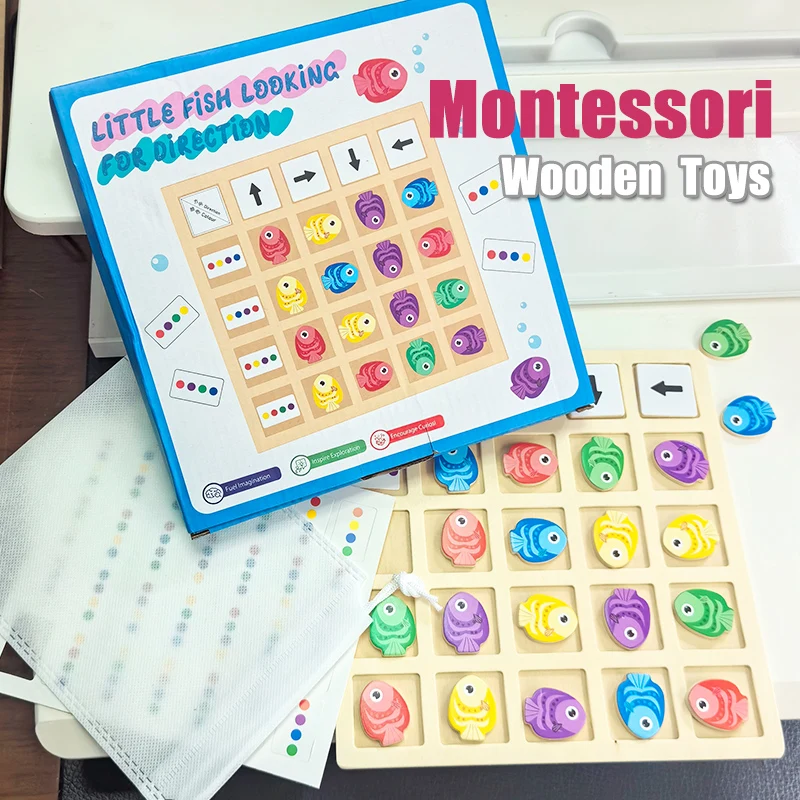 ألعاب مونتيسوري الخشبية للأطفال التفكير المنطقي التدريب الاتجاه اللون الإدراك التعليمية معركة معركة مجلس لعبة الهدايا