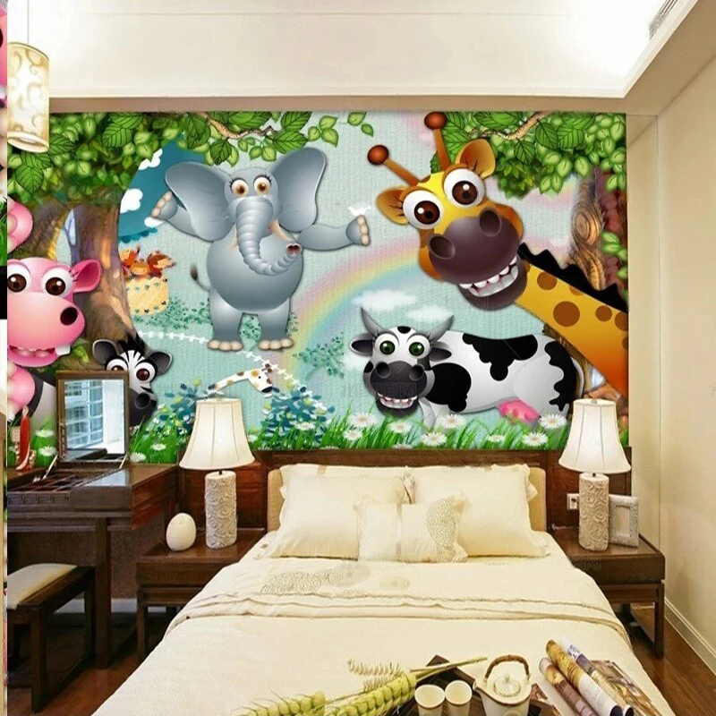 High-end Nordic minimalist 3D cartoon children's room TV Luxury home decoration bedroom background wall painting
