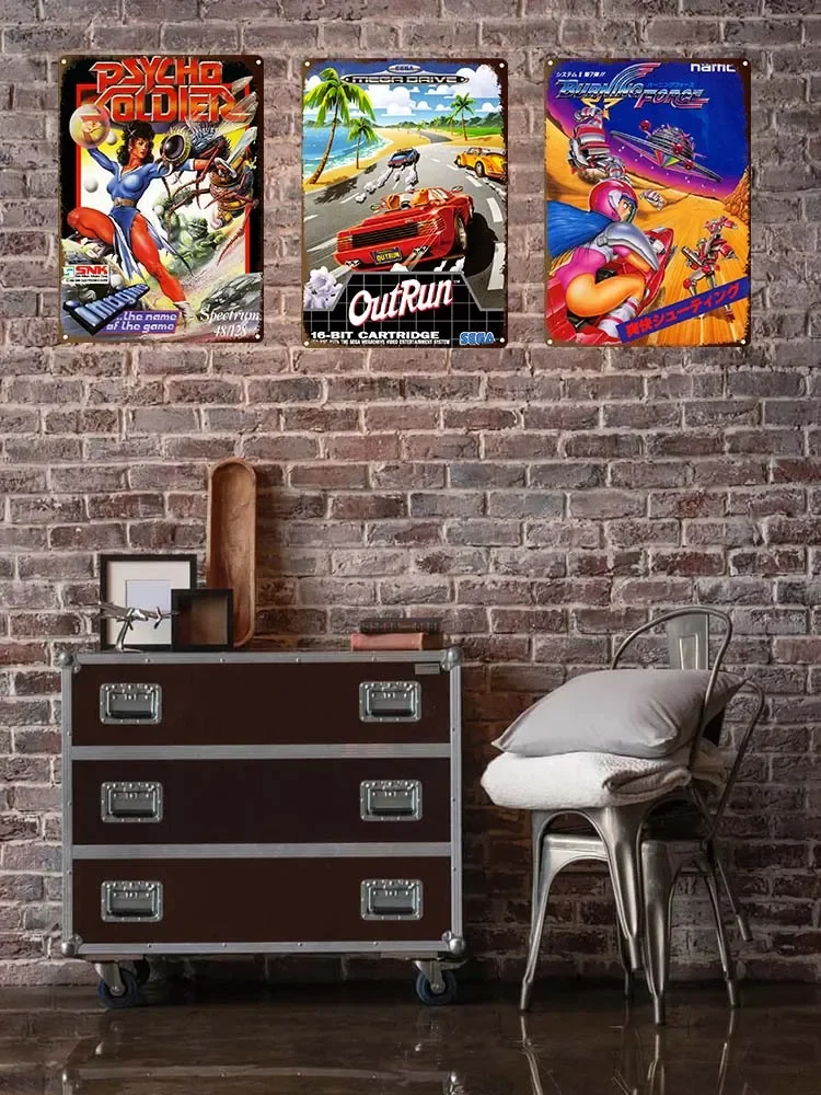 Collection of Classic Games Born In The 70s and 80s Super Space Invaders Game Video Game Metal Tin Sign Retro Poster Wall Decor