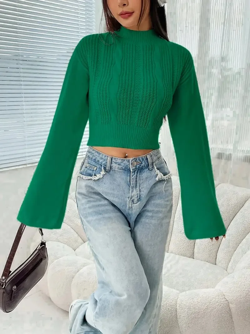High-waisted Short Sweater Women's Autumn Winter 2025 New Knitted Bottoming Shirt with Foreign Style Inside Wearable Wool