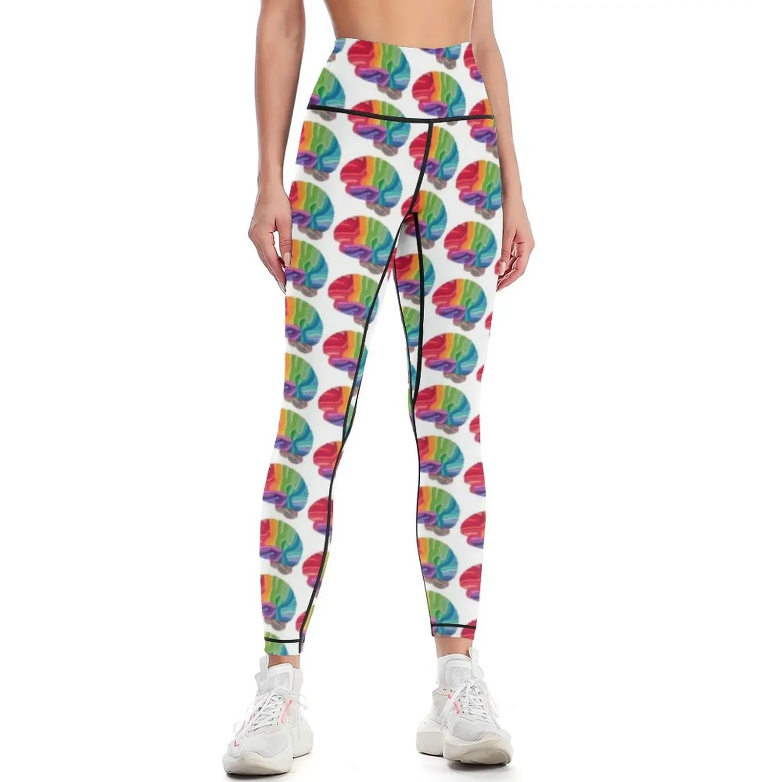 Embroidered Look - Rainbow Brain Leggings gym sportswear woman Pants sport Sportswear woman gym Womens Leggings