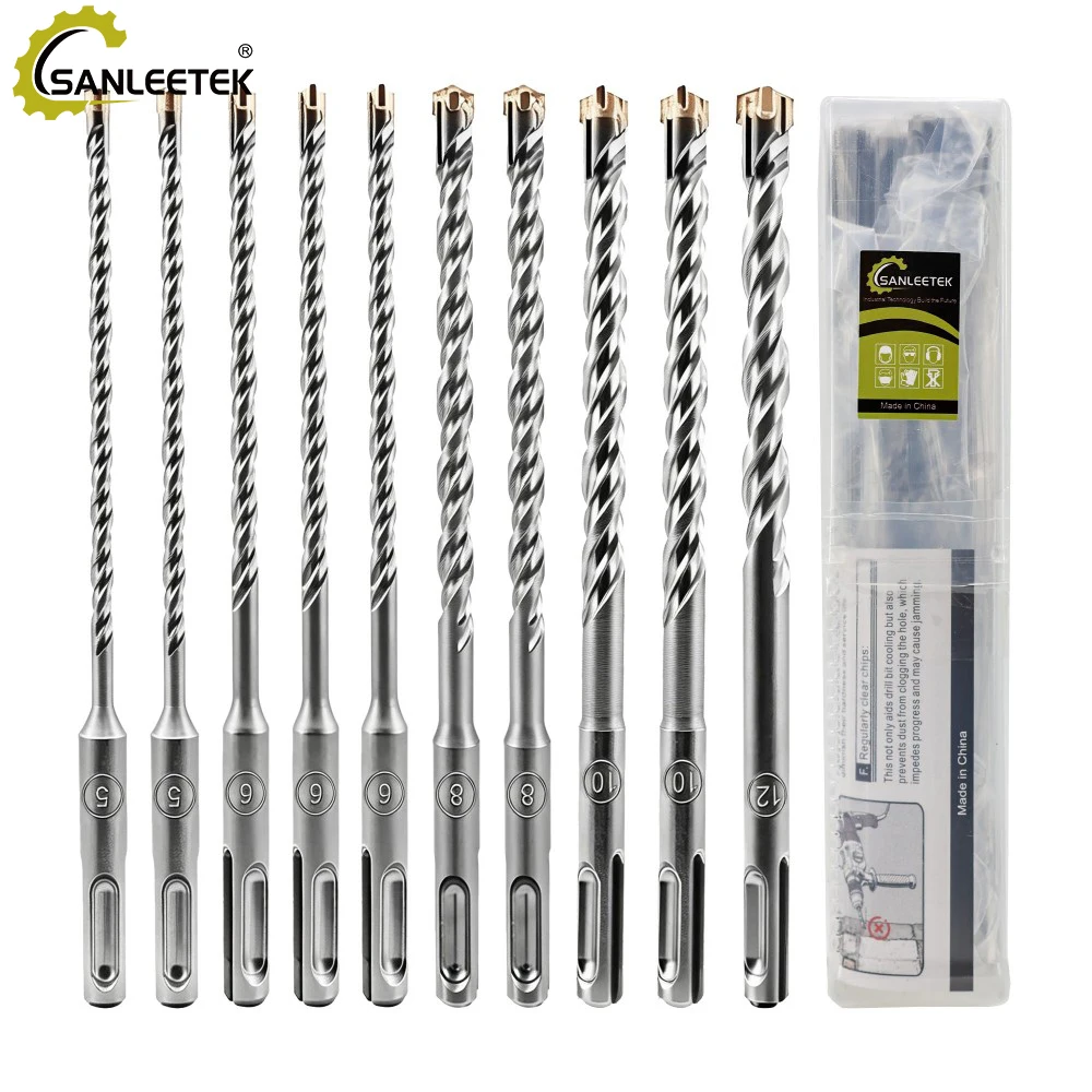 SANLEETEK – embout de perceuse à percussion en carbure à tête croisée SDS-Plus, jeu d'embouts de 5 à 12mm pour le perçage du béton, de la maçonnerie, des briques et du granit