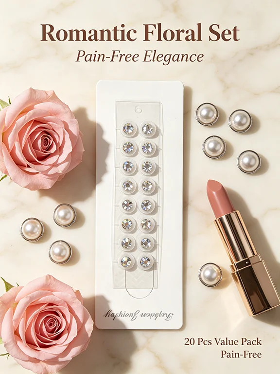 Aesthetic Ear Seed Stickers 20Pcs, Transparent Ear Massage Patches with Pearl & Rose Decor, Stainless Steel Beads, Cute Fashion