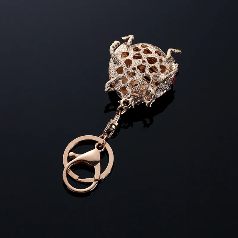 Creative Rhinestone Ladybug Beetle Pendant Key Chain Ring Fashion Charm Alloy Handbag Keychain Car Keyring Women Jewelry Gift